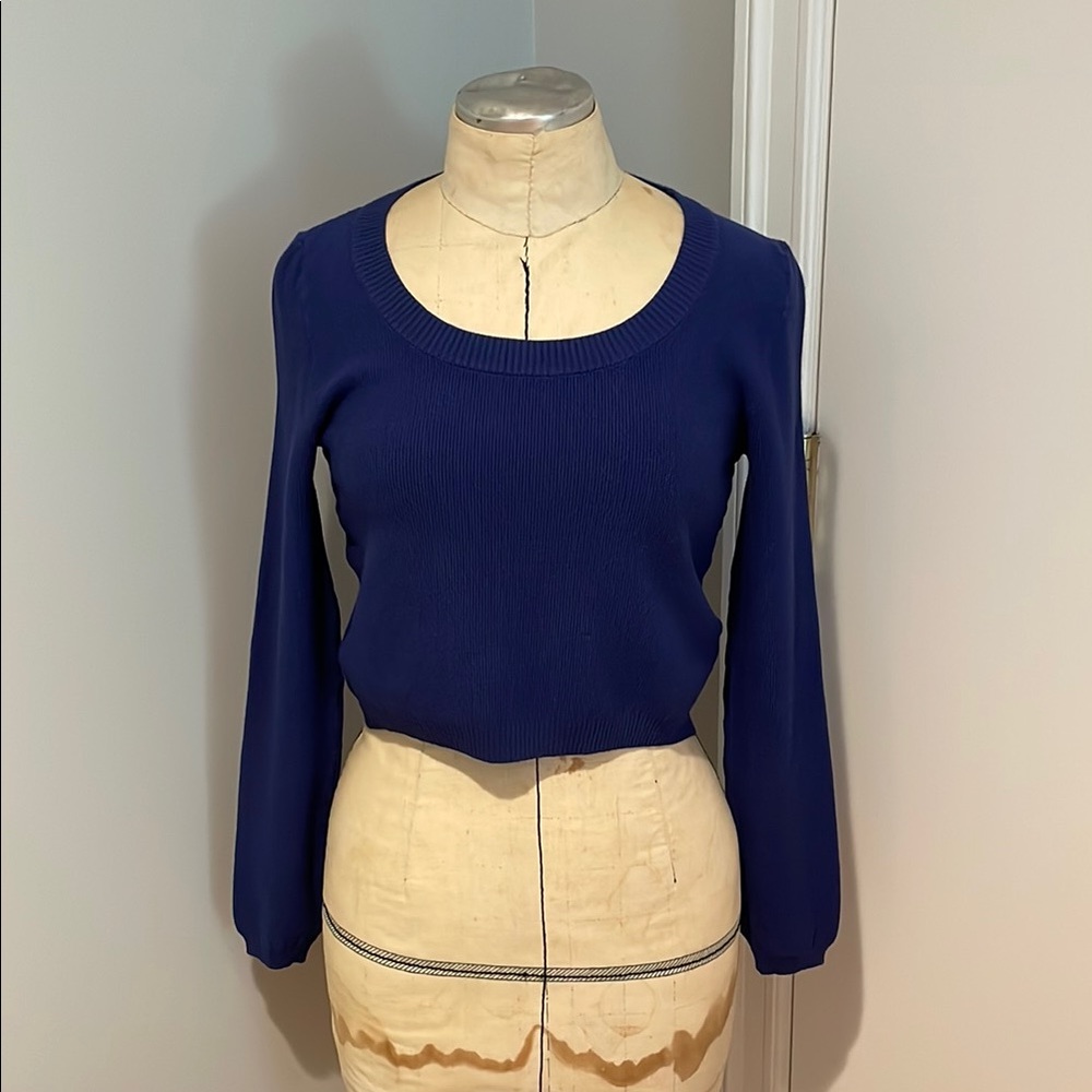 Vicolo Blue Cropped Long Sleeve Sweater Size Small